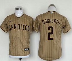 Youth Nike San Diego Padres #2 Xander Bogaerts Brown Stripe Game Authentic Stitched MLB Jersey