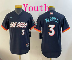 Youth Nike San Diego Padres #3 Jackson Merrill Obsidian 2026 City Pullover MLB Jersey