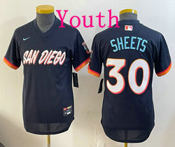 Youth Nike San Diego Padres #30 Gavin Sheets Obsidian 2026 City Pullover MLB Jersey