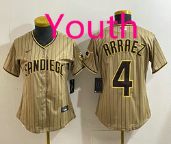Youth Nike San Diego Padres #4 Luis Arraez Brown Authentic Stitched MLB Jersey