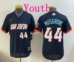 Youth Nike San Diego Padres #44 Joe Musgrove Obsidian 2026 City Pullover MLB Jersey