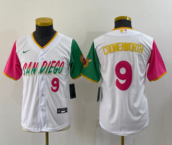 Youth Nike San Diego Padres #9 Jake Cronenworth White #9 in front 2022 City Game Authentic Stitched MLB Jersey