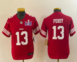 Youth Nike San Francisco 49ers #13 Brock Purdy Red 2023 F.U.S.E. With 2024 Super Bowl (LVIII ) patch Jersey