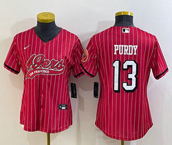 Youth Nike San Francisco 49ers #13 Brock Purdy Red Stripe Joint Stitched baseball jersey