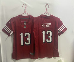 Youth Nike San Francisco 49ers #13 Brock Purdy Red have the black outline Authentic stitched NFL jersey