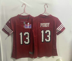 Youth Nike San Francisco 49ers #13 Brock Purdy Red have the black outline With 2024 Super Bowl (LVIII ) patch Jersey