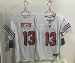 Youth Nike San Francisco 49ers #13 Brock Purdy White have the black outline Authentic stitched NFL jersey