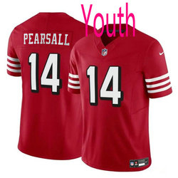 Youth Nike San Francisco 49ers #14 Ricky Pearsall New Red 2024 Draft F.U.S.E Football Jersey