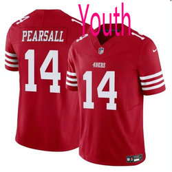 Youth Nike San Francisco 49ers #14 Ricky Pearsall Red 2024 Draft F.U.S.E Football Jersey