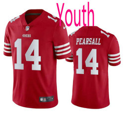 Youth Nike San Francisco 49ers #14 Ricky Pearsall Red 2024 Draft Vapor Untouchable Football Jersey