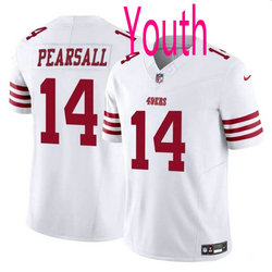 Youth Nike San Francisco 49ers #14 Ricky Pearsall White 2024 Draft F.U.S.E Football Jersey