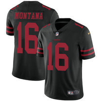 Youth Nike San Francisco 49ers #16 Joe Montana Black Vapor Untouchable With Team Patch Authentic Stitched NFL Jersey