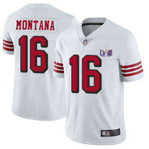 Youth Nike San Francisco 49ers #16 Joe Montana White have the black outline With 2024 Super Bowl (LVIII ) patch Jersey
