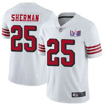 Youth Nike San Francisco 49ers #25 Richard Sherman White have the black outline With 2024 Super Bowl (LVIII ) patch Jersey