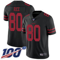 Youth Nike San Francisco 49ers #80 Jerry Rice 100th Season Black Vapor Untouchable With Team Patch Authentic Stitched NFL Jersey