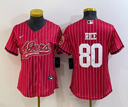 Youth Nike San Francisco 49ers #80 Jerry Rice Red Stripe Joint Big Logo baseball jersey