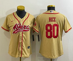 Youth Nike San Francisco 49ers #80 Jerry Rice Yellow Joint Authentic Stitched NFL Jerseys