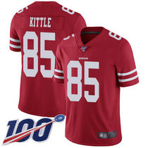 Youth Nike San Francisco 49ers #85 George Kittle 100th Season Red Vapor Untouchable With Team Patch Authentic Stitched NFL Jersey