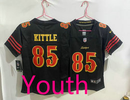 Youth Nike San Francisco 49ers #85 George Kittle Black 2025 Authentic stitched NFL jersey
