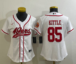 Youth Nike San Francisco 49ers #85 George Kittle White Joint Logo Stitched baseball jersey