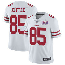 Youth Nike San Francisco 49ers #85 George Kittle White With 2024 Super Bowl (LVIII ) patch Jersey