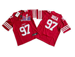 Youth Nike San Francisco 49ers #97 Nick Bosa Red 2023 F.U.S.E With 2024 Super Bowl (LVIII ) patch Jersey