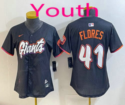 Youth Nike San Francisco Giants #41 Wilmer Flores Black 2(II) Joint Authentic Stitched MLB Jersey