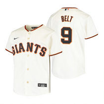 Youth Nike San Francisco Giants #9 Brandon Belt Cream Game Authentic Stitched MLB Jersey
