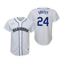 Youth Nike Seattle Mariners #24 Ken Griffey White Cooperstown Collection Game Authentic Stitched MLB jersey