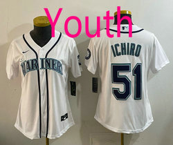 Youth Nike Seattle Mariners #51 #51 Mariners Ichiro White Authentic Stitched MLB Jersey
