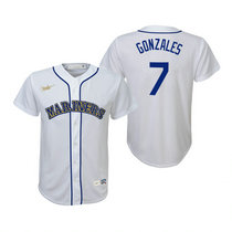 Youth Nike Seattle Mariners #7 Marco Gonzales White Cooperstown Collection Game Authentic Stitched MLB jersey