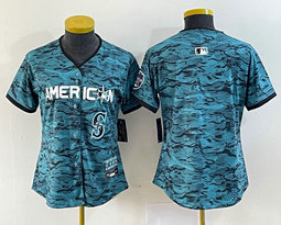 Youth Nike Seattle Mariners Blank Teal 2023 All-Star Logo in front Stitched Baseball Jersey