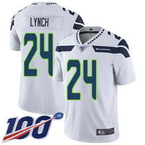 Youth Nike Seattle Seahawks #24 Marshawn Lynch 100th Season White Vapor Untouchable Authentic Stitched NFL Jersey