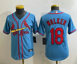 Youth Nike St.Louis Cardinals #18 Jordan Walker Blue Authentic Stitched MLB Jersey