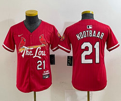 Youth Nike St.Louis Cardinals #21 Lars Nootbaar Red 2024 City Game Authentic stitched MLB jersey