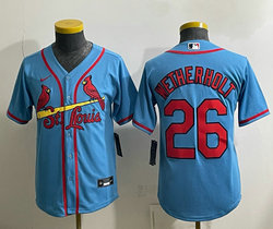Youth Nike St.Louis Cardinals #26 JJ Wetherholt Blue Authentic Stitched MLB Jersey
