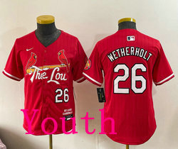 Youth Nike St.Louis Cardinals #26 JJ Wetherholt Red City Authentic Stitched MLB Jersey