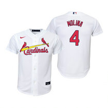 Youth Nike St.Louis Cardinals #4 Yadier Molina White Authentic Stitched MLB Jersey