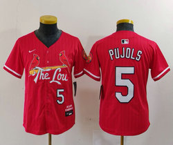 Youth Nike St.Louis Cardinals #5 Albert Pujols Red City Authentic Stitched MLB Jersey