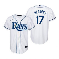 Youth Nike Tampa Bay Rays #17 Austin Meadows White Game Authentic stitched MLB jersey