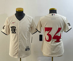 Youth Nike Texas Rangers #34 Nolan Ryan Cream 2023 City Authentic Stitched MLB Jersey