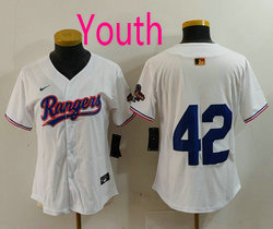 Youth Nike Texas Rangers #42 White Game Authentic Stitched MLB Jersey