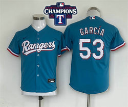 Youth Nike Texas Rangers #53 Adolis Garcia Light Blue 2023 World Series Champions Authentic Stitched MLB Jersey