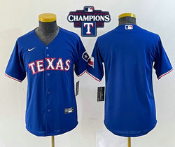 Youth Nike Texas Rangers Blank Blue 2023 World Series Champions Game Authentic Stitched MLB jersey