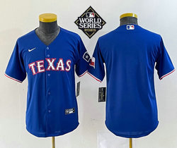 Youth Nike Texas Rangers Blank Blue 2023 World Series Game Authentic Stitched MLB jersey