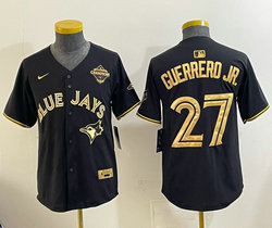 Youth Nike Toronto Blue Jays #27 Vladimir Guerrero Jr. Black Gold Champion Baseball Jersey