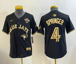 Youth Nike Toronto Blue Jays #4 George Springer Black Gold Champion Baseball Jersey