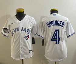 Youth Nike Toronto Blue Jays #4 George Springer White 2025 MLB World Series Patches MLB Jersey