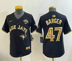Youth Nike Toronto Blue Jays #47 Addison Barger Black Gold Champion Baseball Jersey