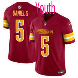 Youth Nike Washington Commanders #5 Jayden Daniels Burgundy 2024 Draft F.U.S.E Football Jersey